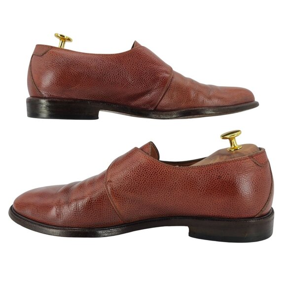 Salvatore Ferragamo Italy Dress Shoes Men's 9.5 Brown Leather Monk Strap Loafers - Picture 10 of 12